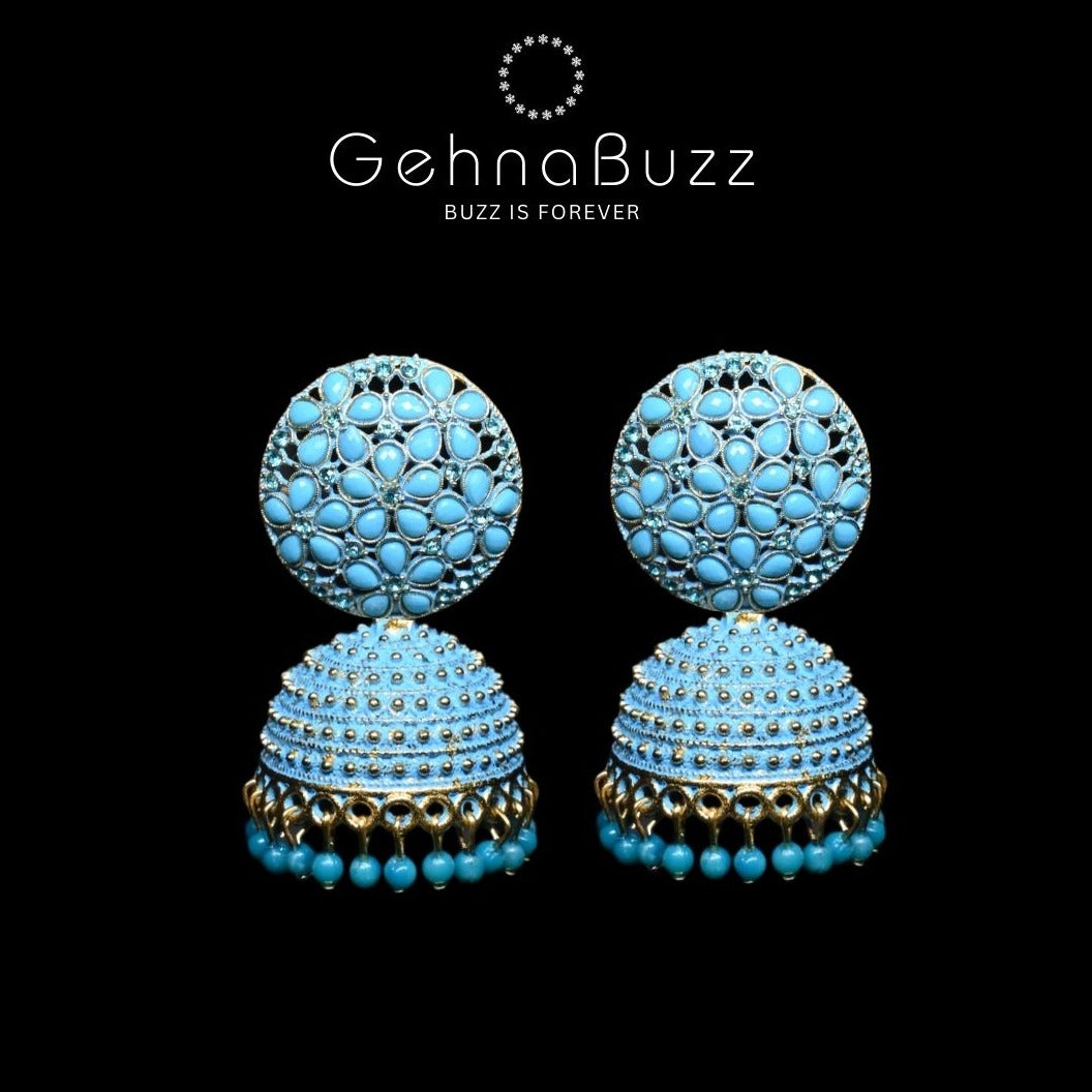 GehnaBuzz Frill-Stone Kaarigari Jhumki