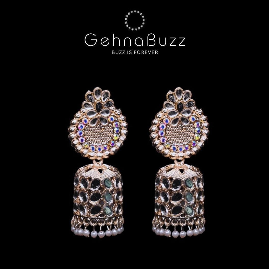 GehnaBuzz Ethnic Mirror Kaarigari Jhumki