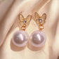 GehnaBuzz Butterfly White Pearl Dangler Earring