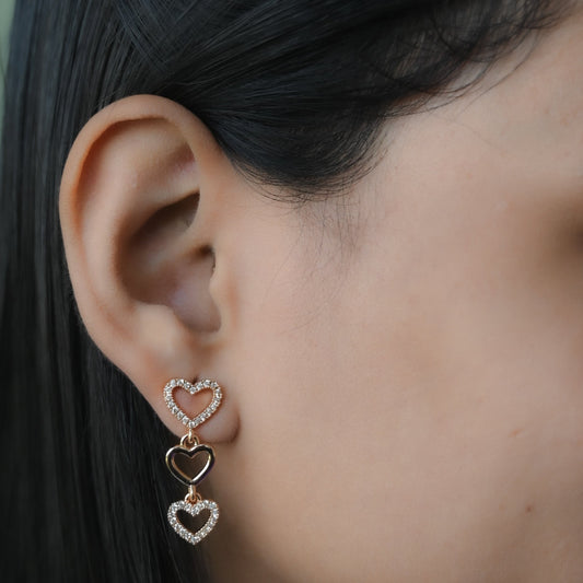 GehnaBuzz 3 Heart Steps Dangler Earring