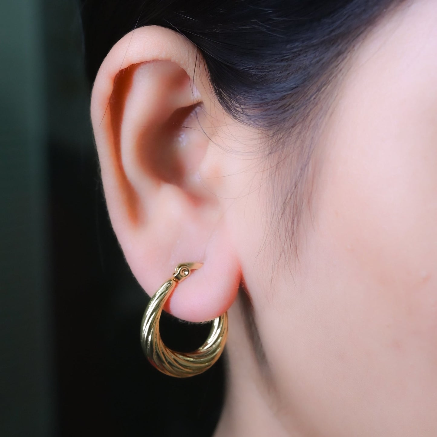 GehnaBuzz Twist Croissant Hoop Earrings