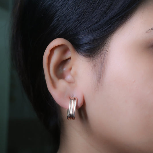 GehnaBuzz Golden 3 Layered Stylish Earrings