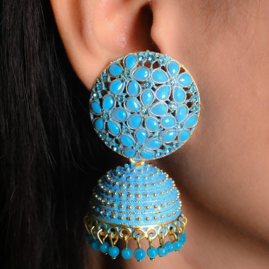 GehnaBuzz Frill-Stone Kaarigari Jhumki