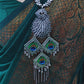 GehnaBuzz Oxidized Peacock Square Necklace