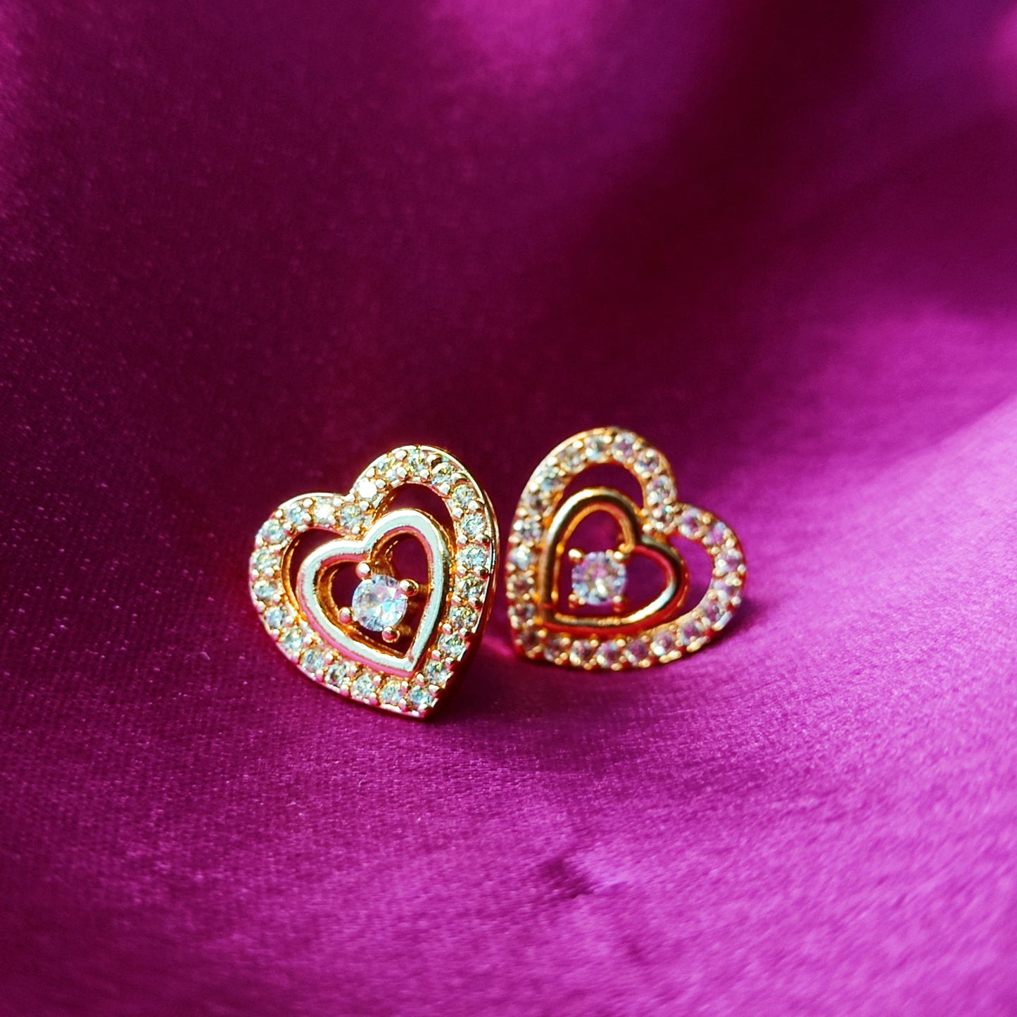 GehnaBuzz Majestic Heart in Heart Earrings