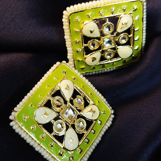 GehnaBuzz Meenakari Work Stylish Green Earrings