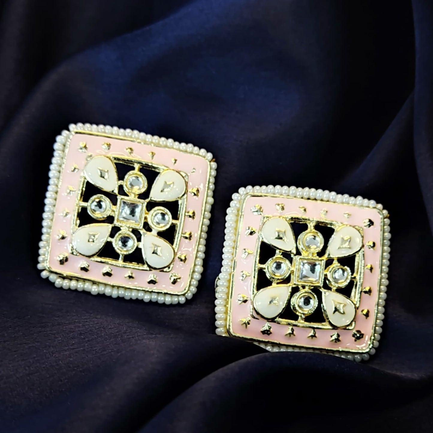 GehnaBuzz Meenakari Work Stylish Pink Earrings