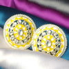 GehnaBuzz Designer Glass & Pearl Studded Yellow Earrings