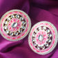 GehnaBuzz Designer Glass & Pearl Studded Pink Earrings