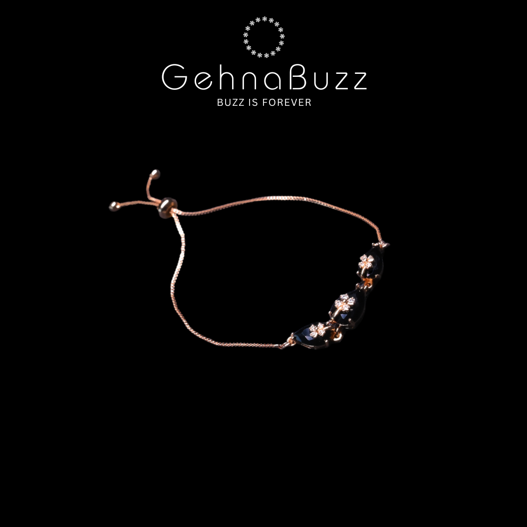 GehnaBuzz Shimmering Black Stone Bracelet