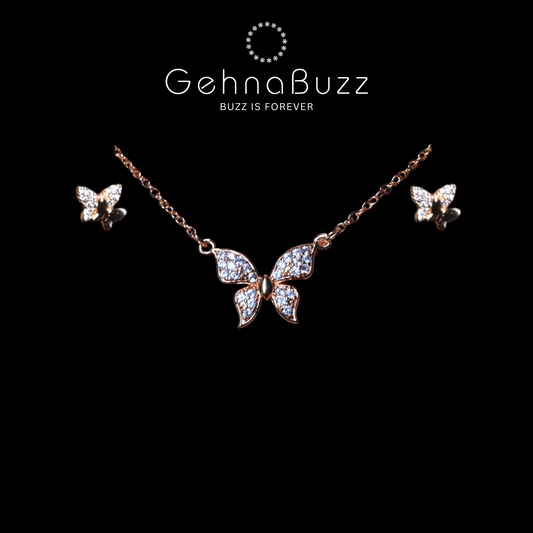 GehnaBuzz Elegant Butterfly Pendant Set