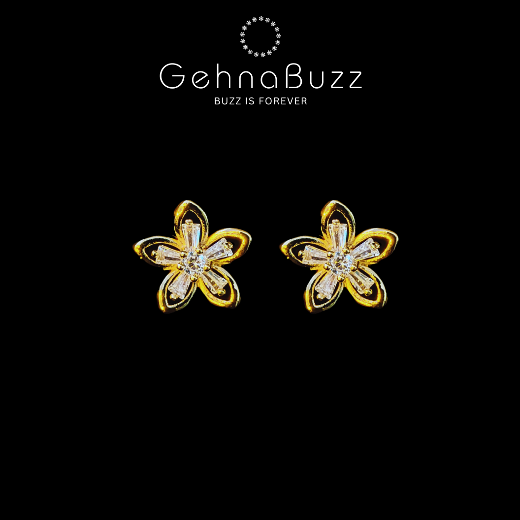 GehnaBuzz Golden Petals Glass Earrings