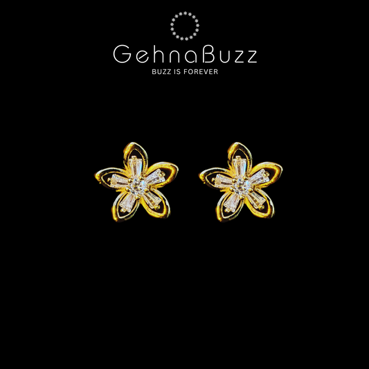 GehnaBuzz Golden Petals Glass Earrings