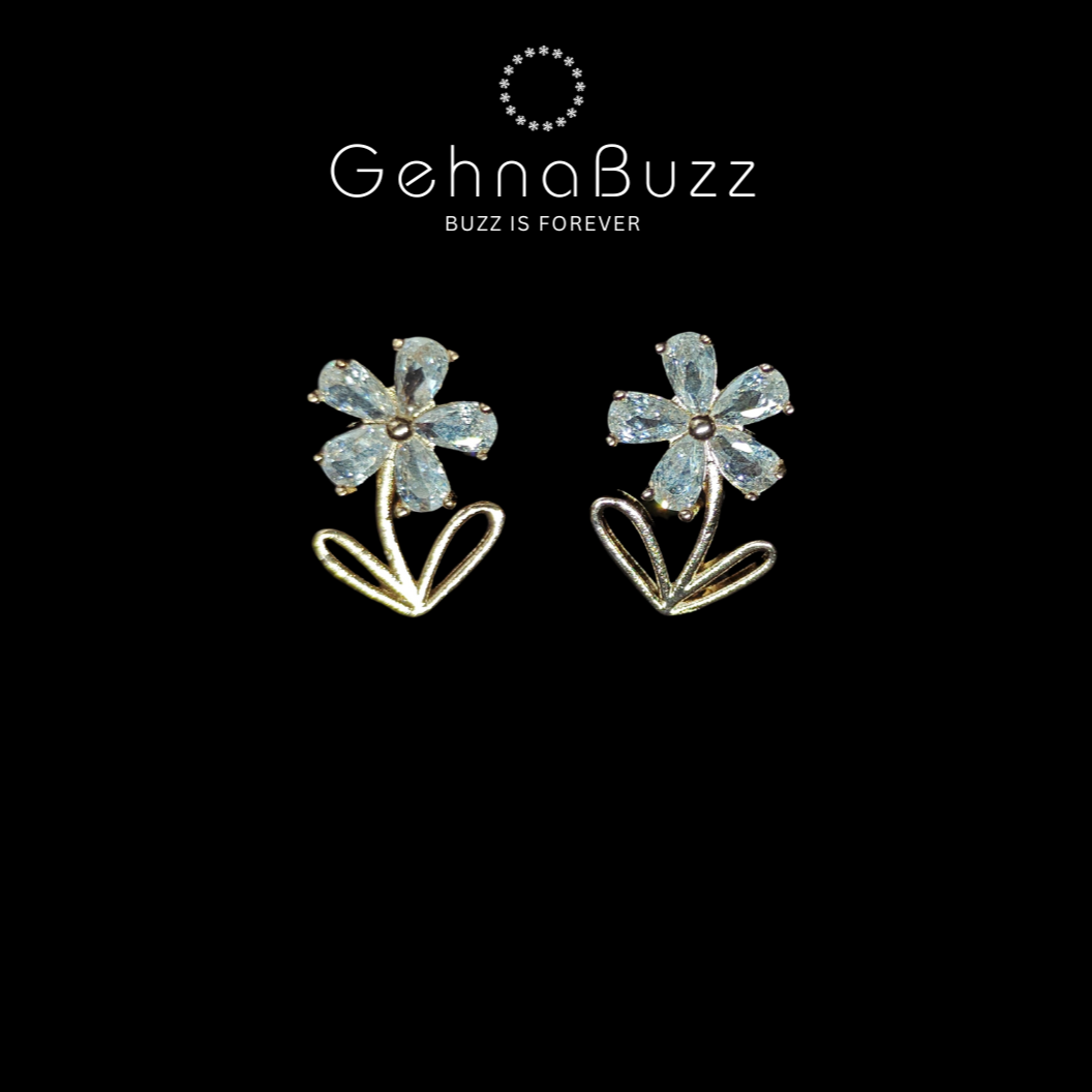 GehnaBuzz Glass Flower Leaf Earrings