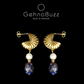 Gehnabuzz Pearl Drop Stainless Steel 18k Gold Plated Blue Natural Stone Earrings