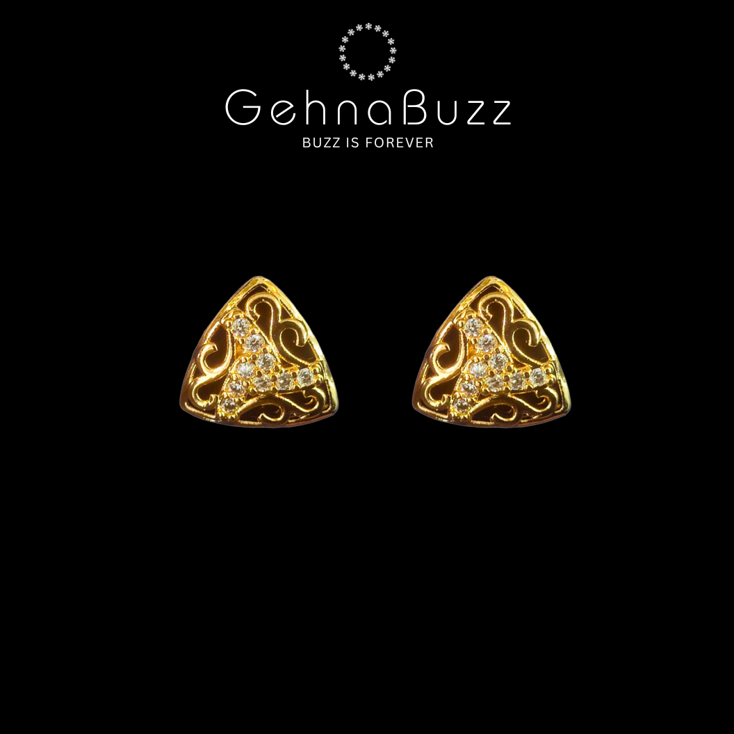 GehnaBuzz Mystic Triangular Studded Earrings