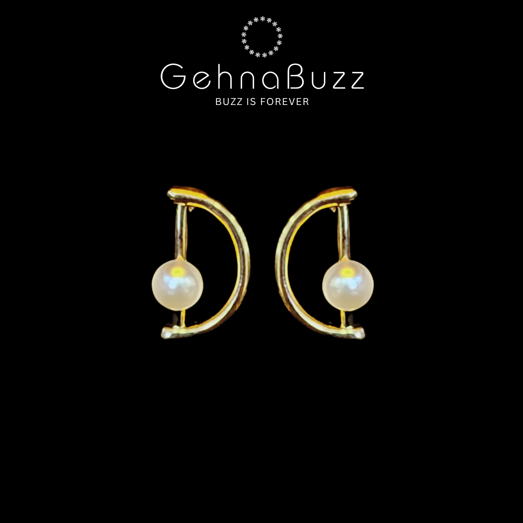 GehnaBuzz Designer White Pearl Earrings