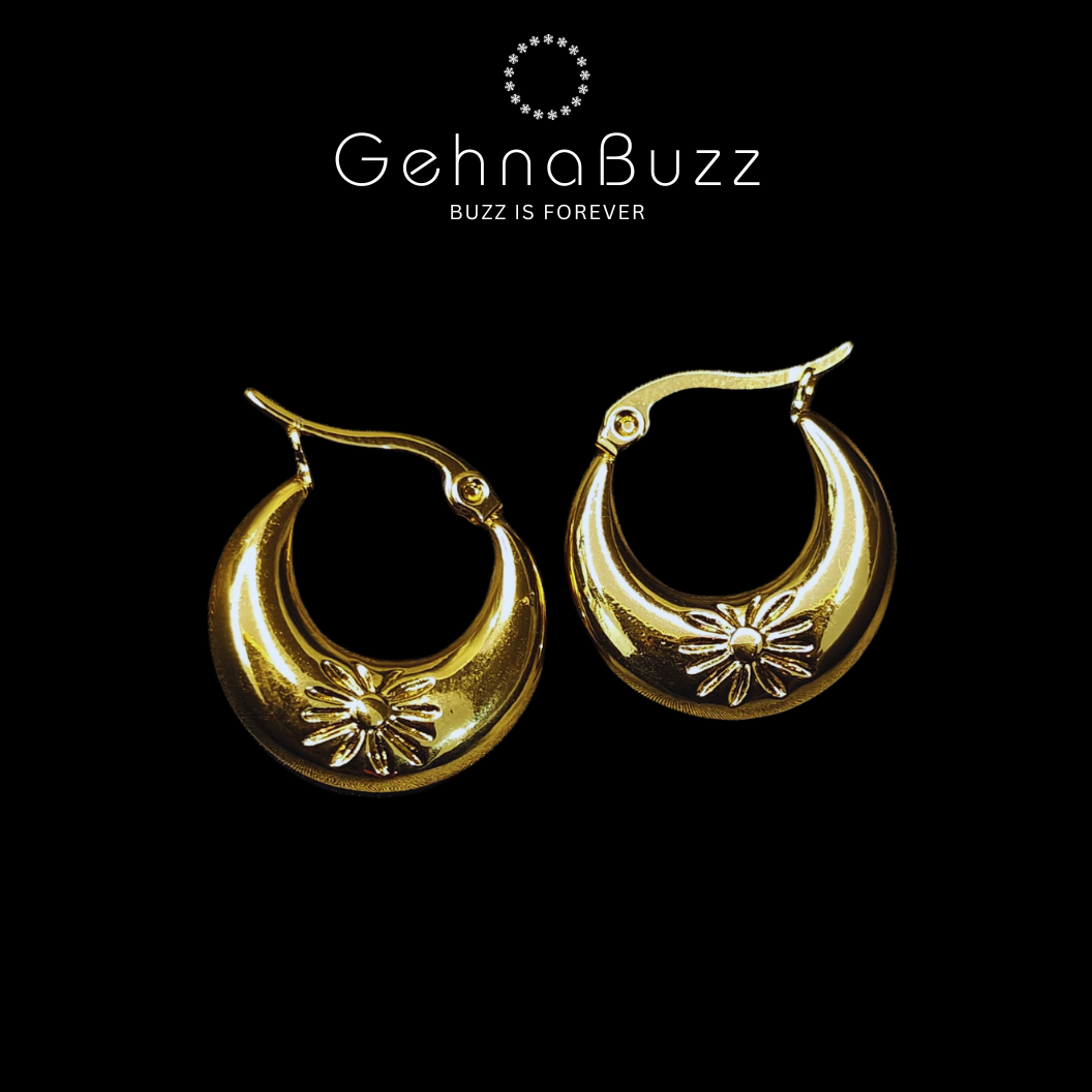 GehnaBuzz Sun Etched Hoop Earrings