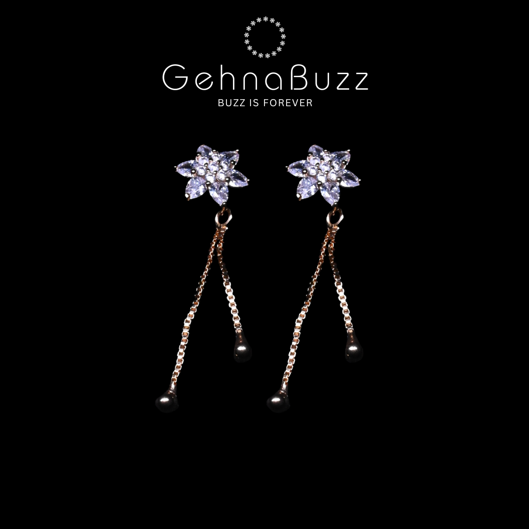 GehnaBuzz Sparkling White Crystal Earrings