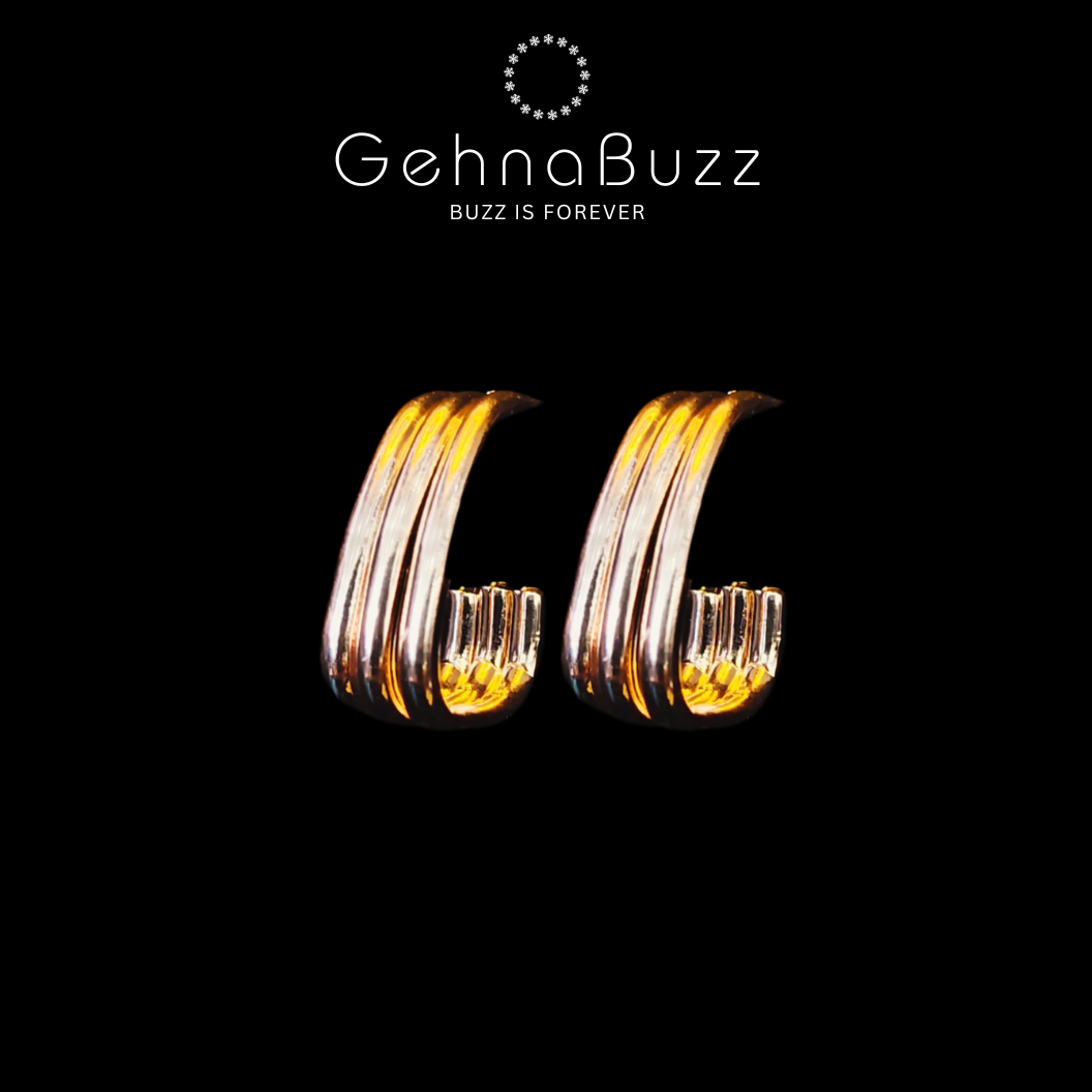 GehnaBuzz Golden 3 Layered Stylish Earrings