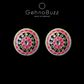 GehnaBuzz Designer Glass & Pearl Studded Pink Earrings