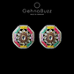 GehnaBuzz Glass & Pearl Studded Octagonal Earrings