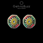 GehnaBuzz Designer Glass & Pearl Studded Octagonal Earrings