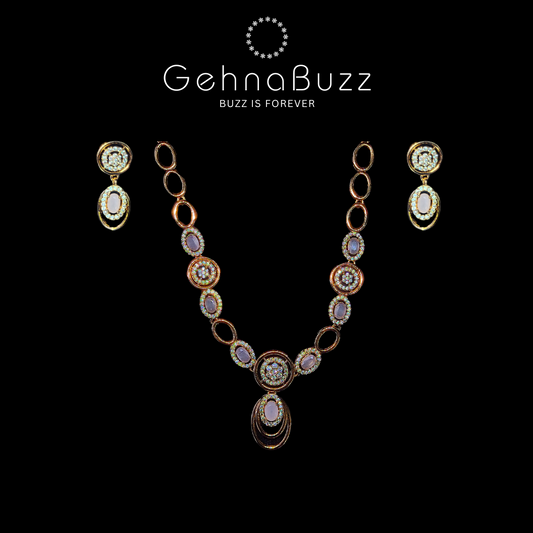 GehnaBuzz Simmering White Crystal Sitara Necklace