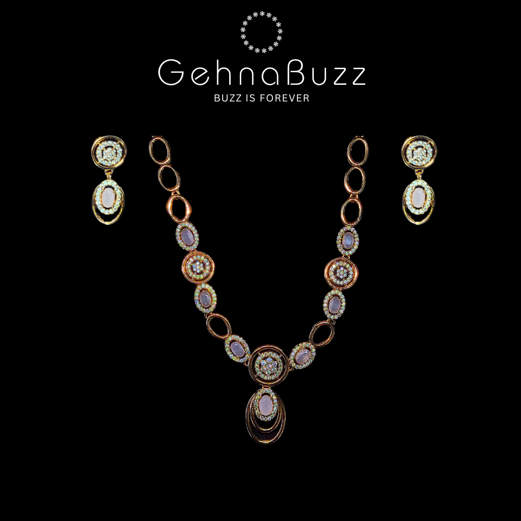 GehnaBuzz Simmering White Crystal Sitara Necklace