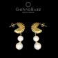 Gehnabuzz Pearl Drop Stainless Steel 18k Gold Plated White Natural Stone Earrings